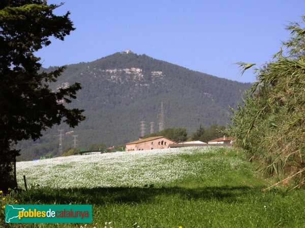 Can Ramoneda, amb el Puig de la Creu al fons