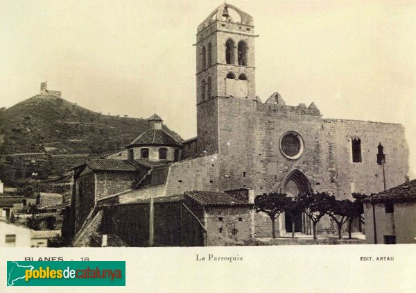 Blanes - Església de Santa Maria, postal antiga