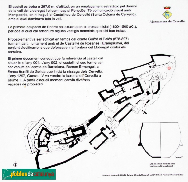 Cervelló - Castell, cartell explicatiu