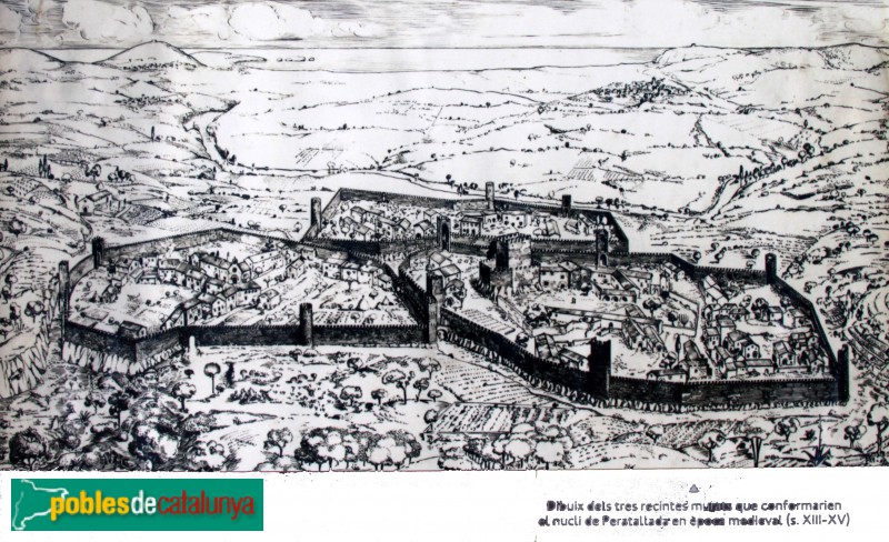 Peratallada - Muralla (Foto: cartell informatiu) Peratallada - Muralla