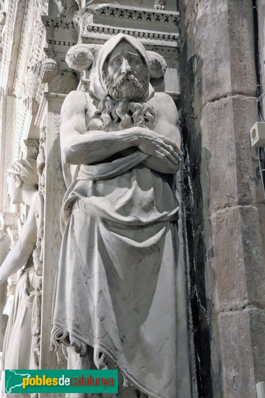 Bellpuig - Mausoleu de Ramon Folc de Cardona: figura als brancals