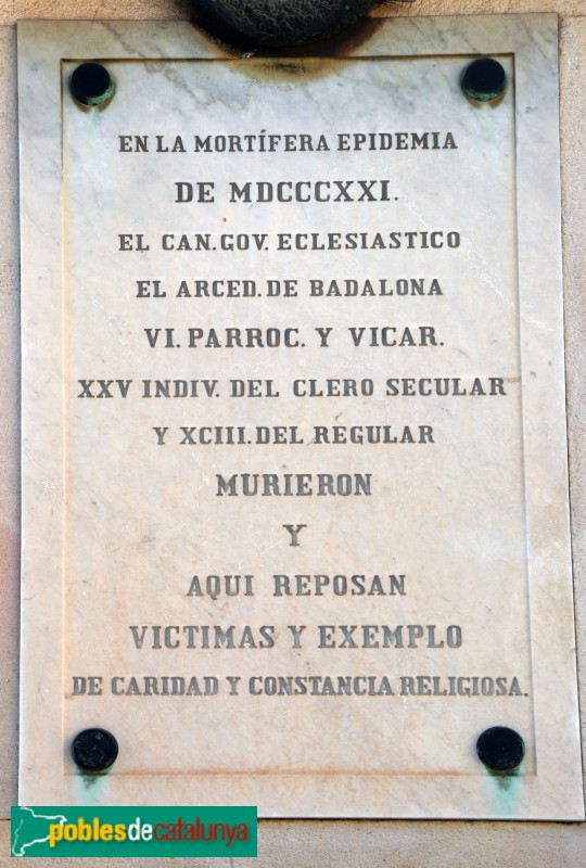 Cementiri del Poblenou - Cenotafi de l'Epidèmia de 1821