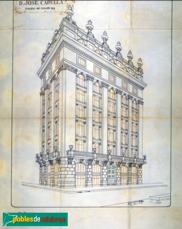 Barcelona - Passeig Colom, 24, plànol 1921 (Arxiu Municipal de Barcelona)