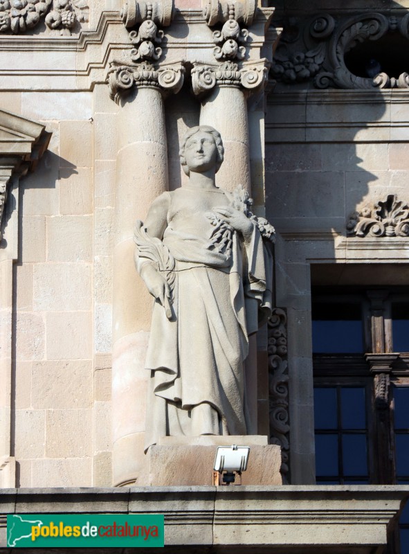 Barcelona - Edifici de Correus: escultura de la façana