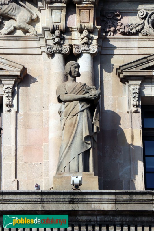 Barcelona - Edifici de Correus: escultura de la façana