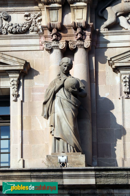 Barcelona - Edifici de Correus: escultura de la façana