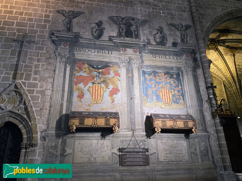 Barcelona - Catedral. Sepulcre del comte Ramon Berenguer I i Almodis de la Marca