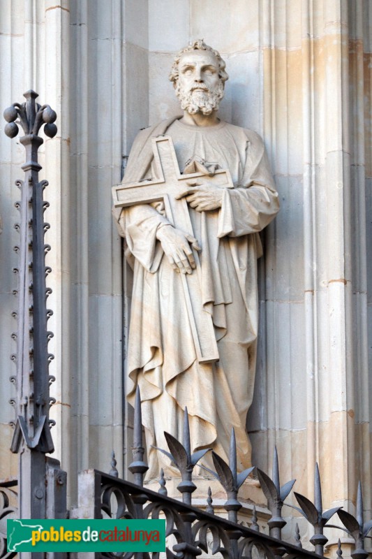 Barcelona - Catedral. Façana principal. Sant Felip, d'Agapit Vallmitjana