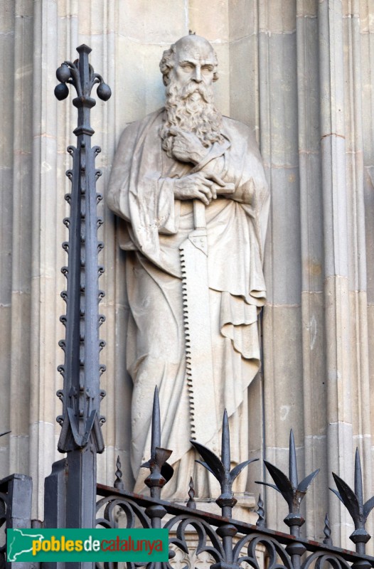 Barcelona - Catedral. Façana principal. Sant Simó, d'Agapit Vallmitjana