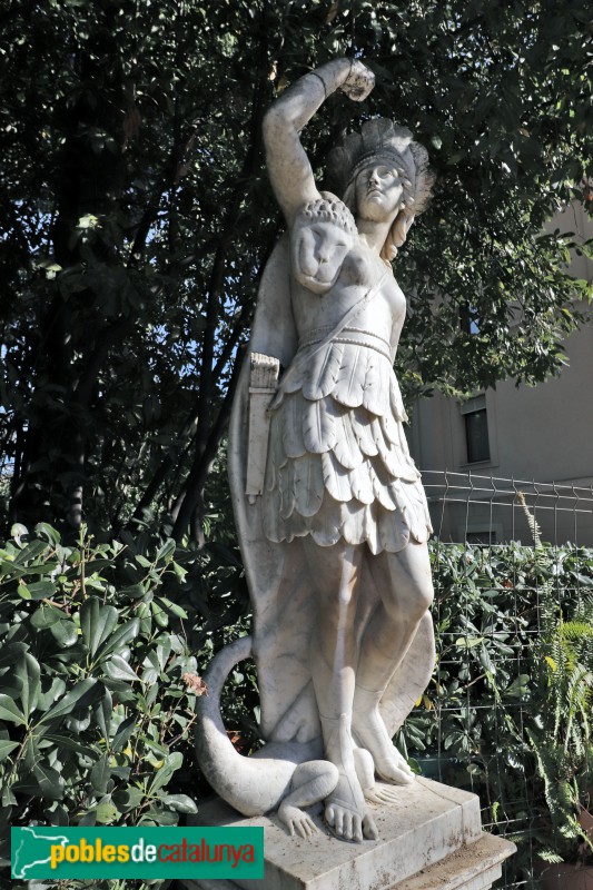 Barcelona - Jardins de la Tamarita. Escultura: Amèrica