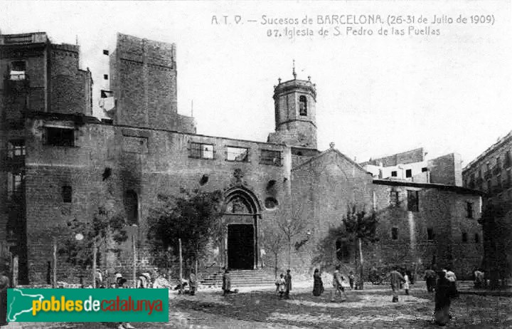 Barcelona - Sant Pere de les Puelles. Postal antiga