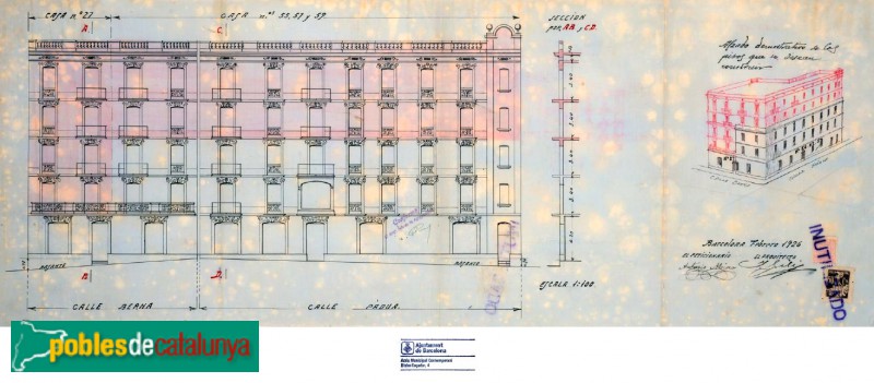 Barcelona - Pàdua, 55-59. Plànol. Arxiu Municipal Contemporani de Barcelona