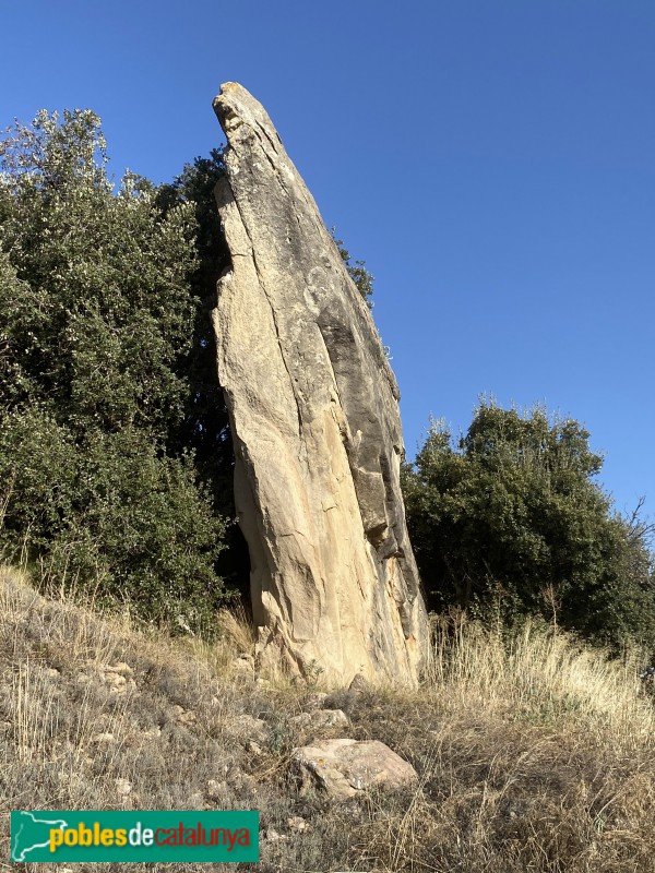 La Pobla de Cérvoles - Pedra dreta al costat de Lo Castell