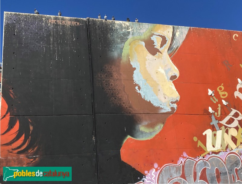 Barcelona - Biblioteca Guinardó. - Mercè Rodoreda. Mural Roc Blackblock