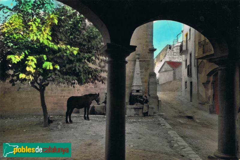 Blancafort - Antiga Plaça de la Pau i font. Postal dels anys seixanta