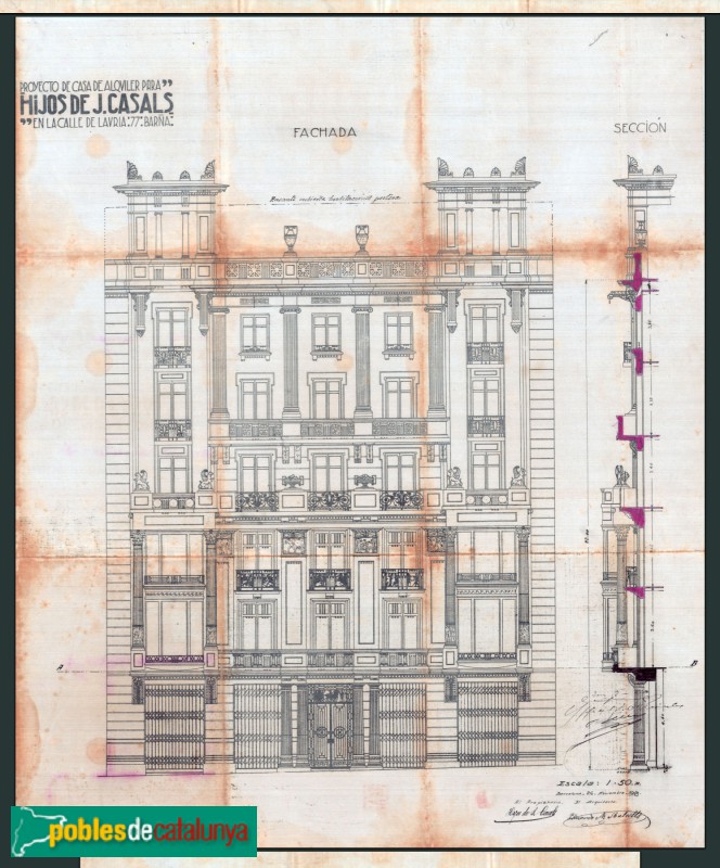 Barcelona - Roger de Llúria, 77-79. Plànol - Arxiu Municipal Contemporani de Barcelona