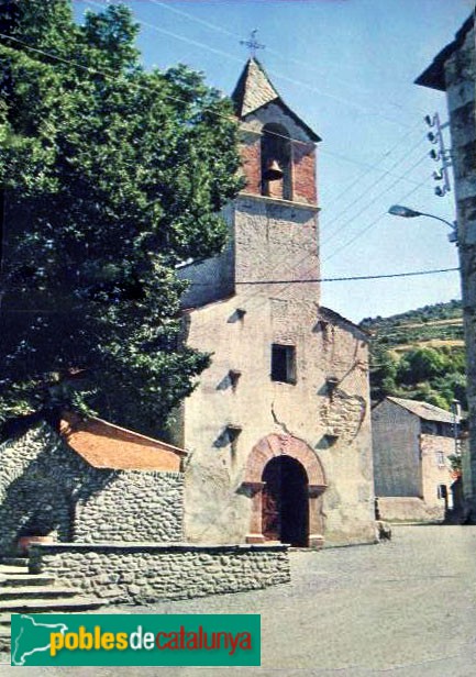 Queixans - Església de Sant Cosme i Damià. Postal antiga