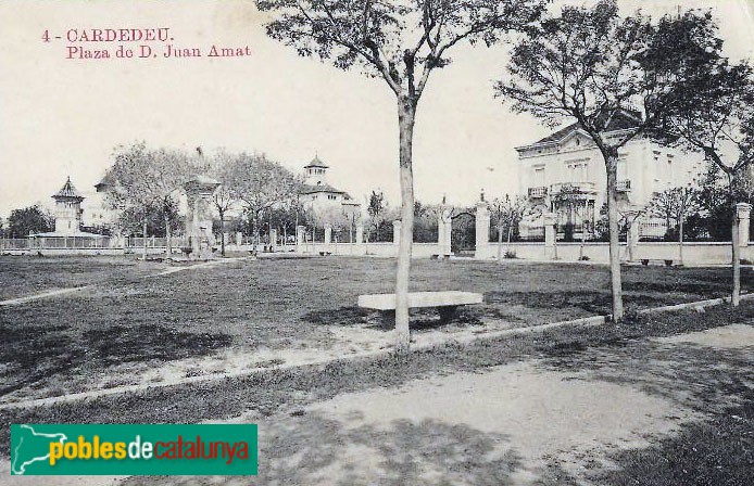 Cardedeu - Plaça Amat. Postal antiga