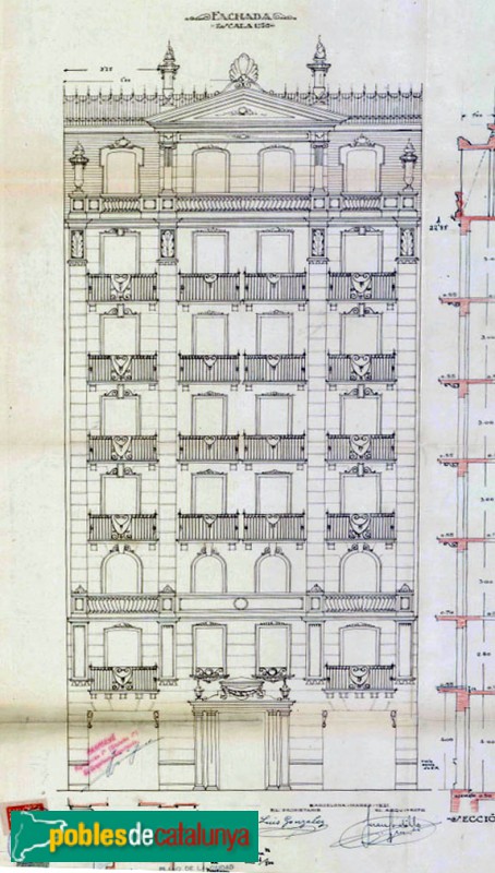 Barcelona - Provença, 78-80. Plànol  Arxiu Municipal Contemporani de Barcelona