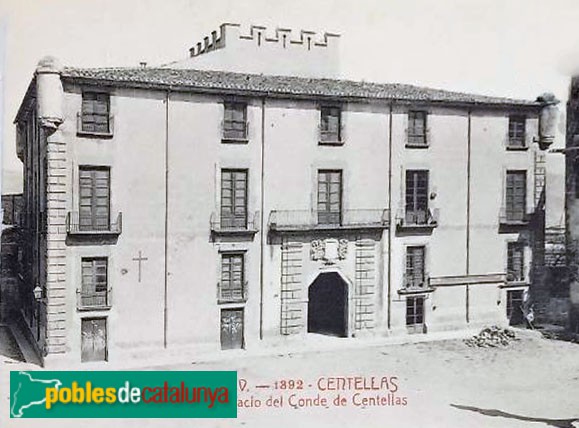 Centelles - Palau Comtal. Postal antiga