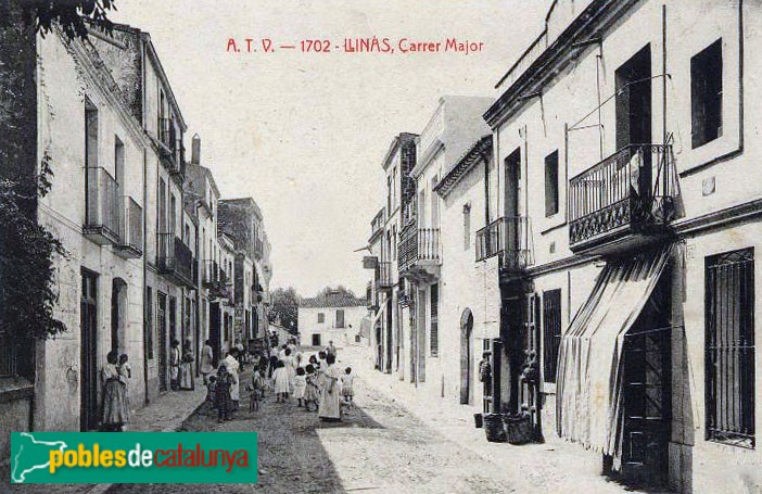 Llinars del Vallès - Carrer Major. Postal antiga