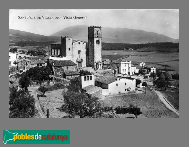 Sant Pere de Vilamajor - Església de Sant Pere. Postal antiga