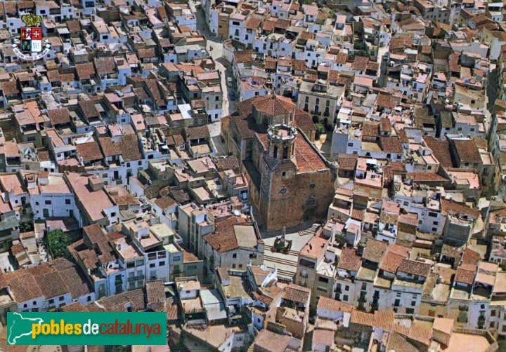 Panoràmica aèria d'Alcanar. Postal antiga