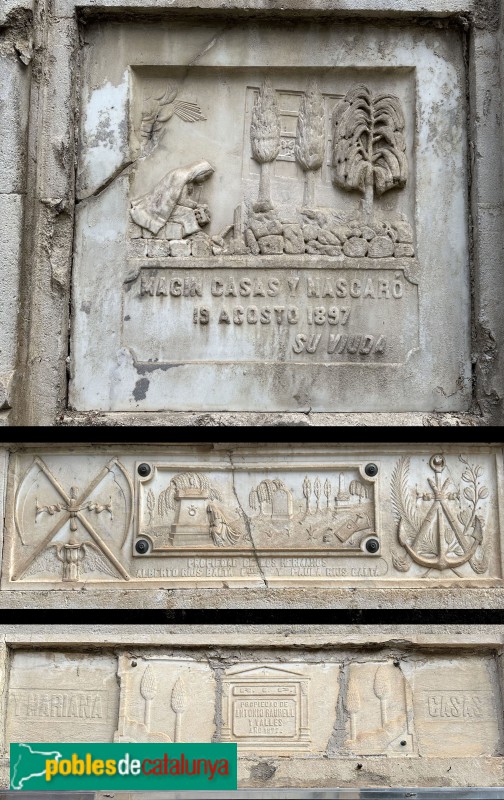 Vilafranca del Penedès - Cementiri. Làpides en nínxols del segle XIX (Foto: Albert Esteves, 2024) Vilafranca del Penedès - Cementiri. Làpides en nínxols del segle XIX