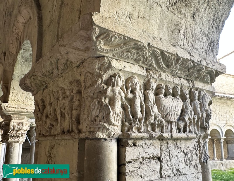 Girona - Claustre de la catedral. Abraham rentant els peus als àngels