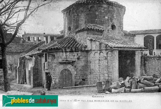 Girona - Església de Sant Nicolau. Postal antiga