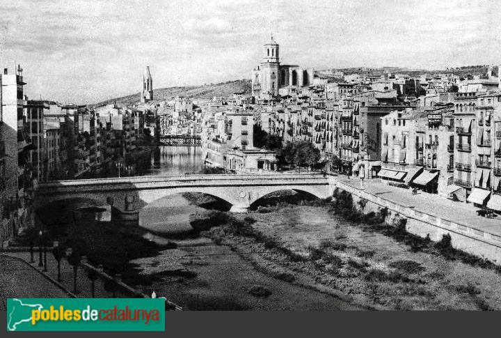 Girona - Pont de Pedra. Postal antiga