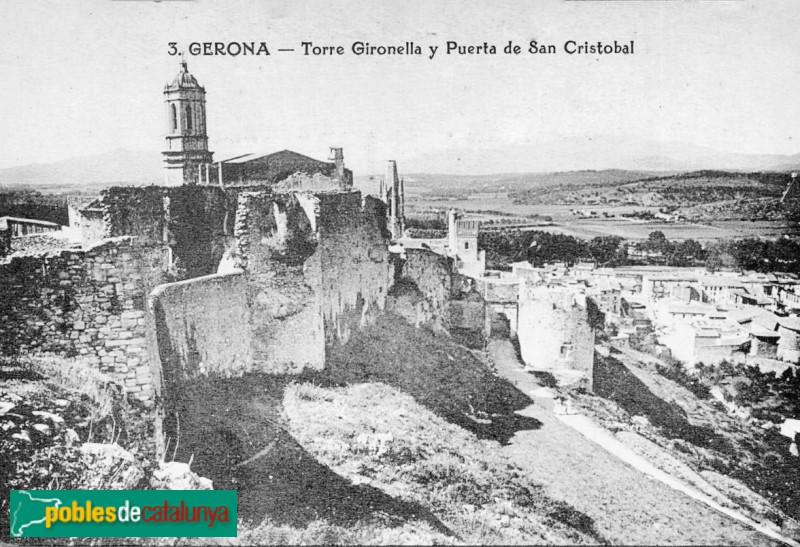 Girona - Restes de la Torre Gironella. Postal antiga