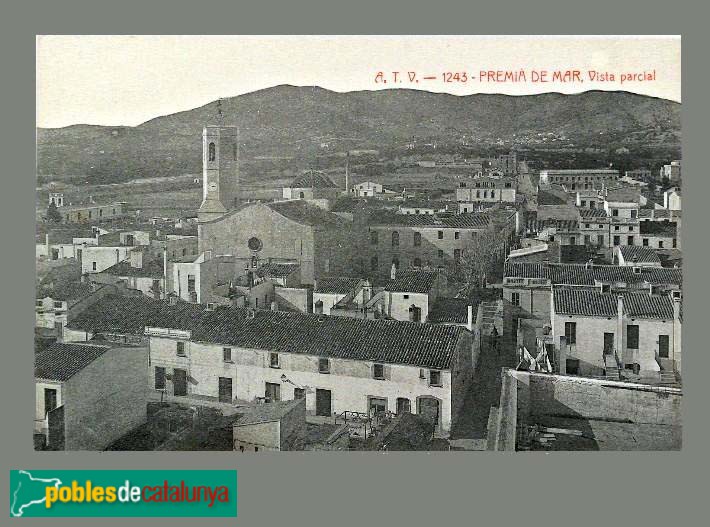 Premià de Mar - Església de Sant Cristòfol. Postal antiga