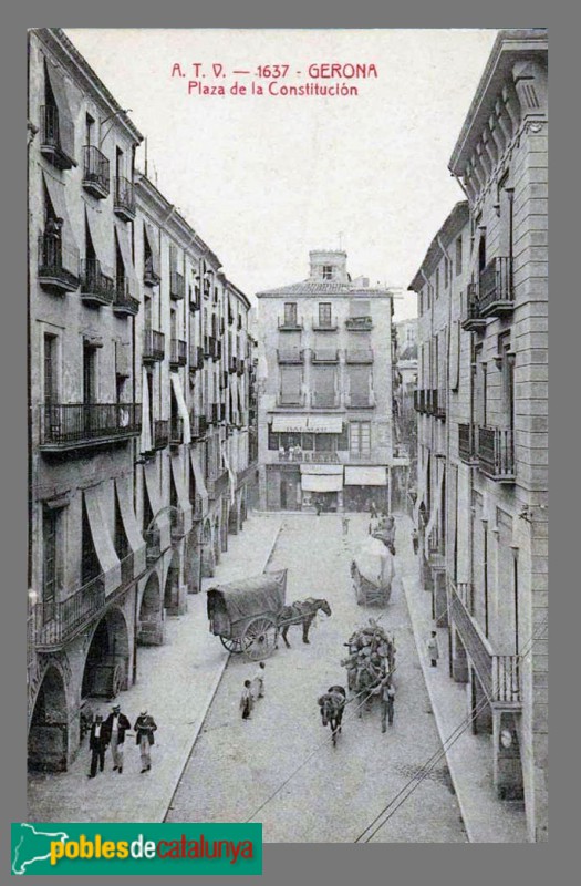 Girona - Plaça del Vi. Postal antiga