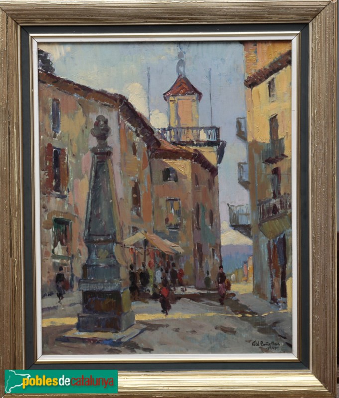 Vic - Font de la plaça del Pes. Pintura de l'any 1940