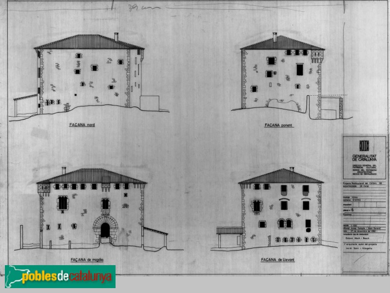 Tona - Projecte de restauració del Casal del Mont-Rodón (Dibuix:<i>Josep Compte, Joan Generó-calaix.gencat.cat-1982</i>)