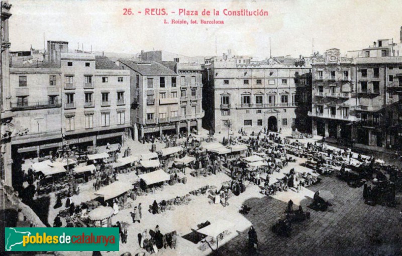 Reus - Plaça del Mercadal. Postal antiga