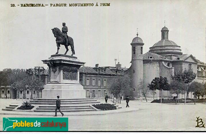 Barcelona - Parc de la Ciutadella - Monument a Prim. postal antiga