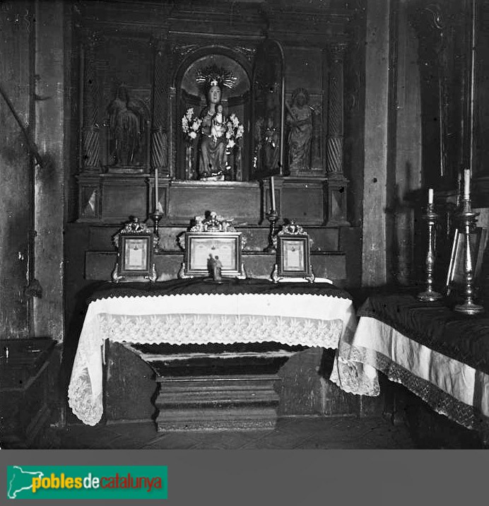 Vilaplana - Església de Santa Maria. Mare de Déu de la Llet (Foto: <i>Josep Salvany -Fons Salvany. Biblioteca de Catalunya-</i>, 1924) Vilaplana - Església de Santa Maria. Mare de Déu de la Llet