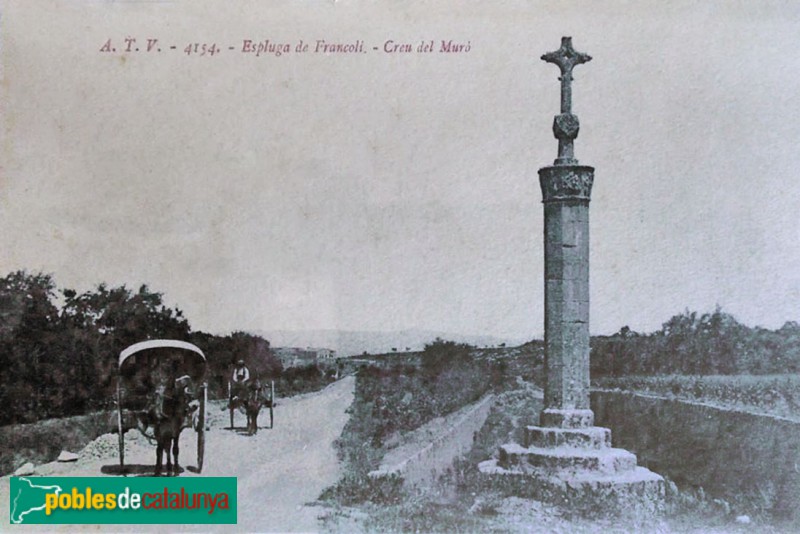 L'Espluga de Francolí - Creu de terme de Guim Ferrer. Postal antiga