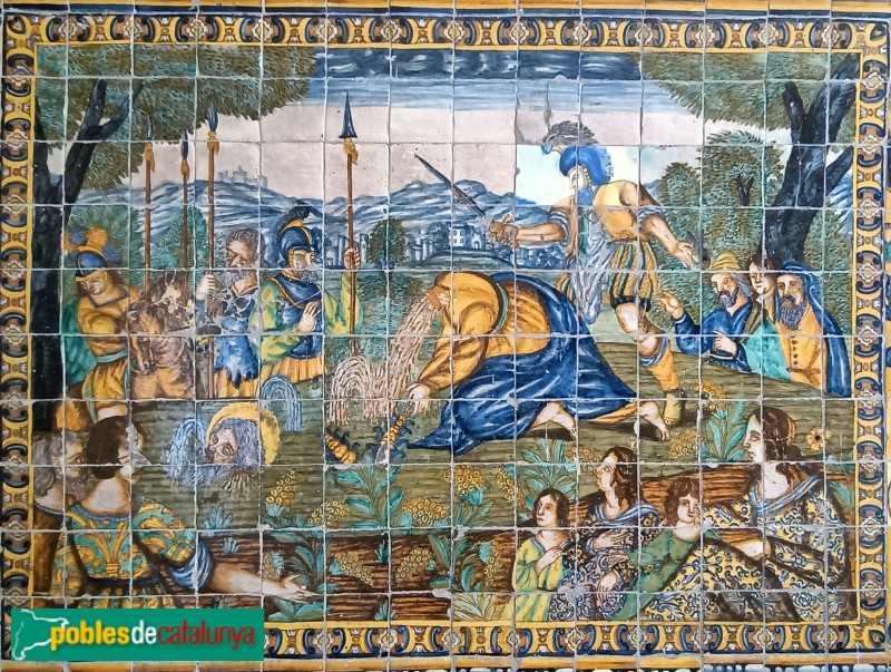 Barcelona - Casa de Convalescència. Arrambadors ceràmics. Decapitació de sant Pau
