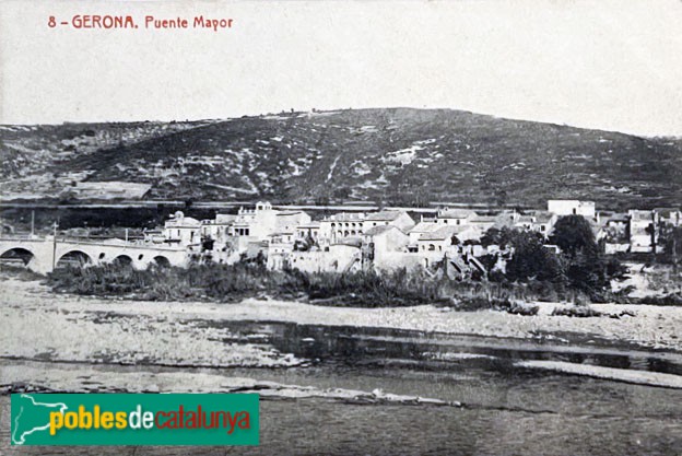 Girona - Pont de l'Aigua. Postal antiga (abans de 1939)