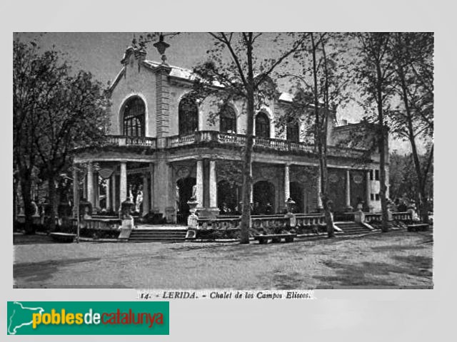 Lleida - Cafè-teatre dels Camps Elisis. Postal antiga