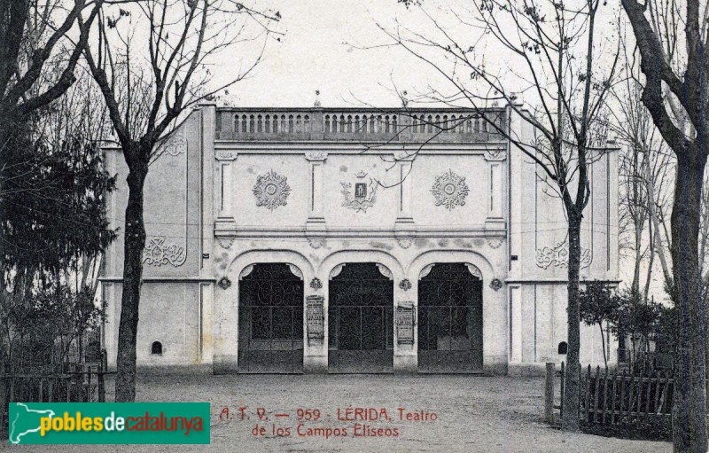 Lleida - Teatre Municipal. Postal antiga