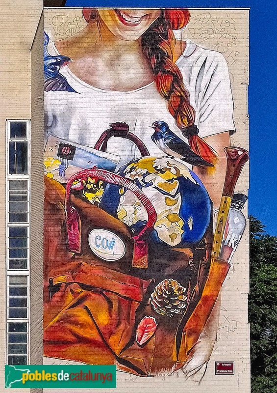 Lleida - Mural <i>Un món a la motxilla</i>