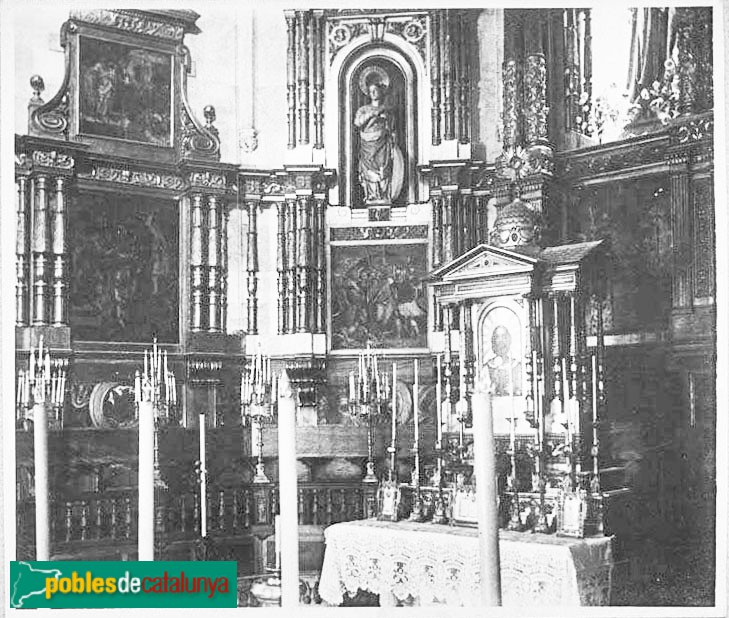 Lloret de Mar - Església de Sant Romà. Retaule renaixentista (Foto: Lluís G. Olivella -Arxiu fotogràfic Centre Excursionista de Catalunya-, 1878-1914) Lloret de Mar - Església de Sant Romà. Retaule renaixentista