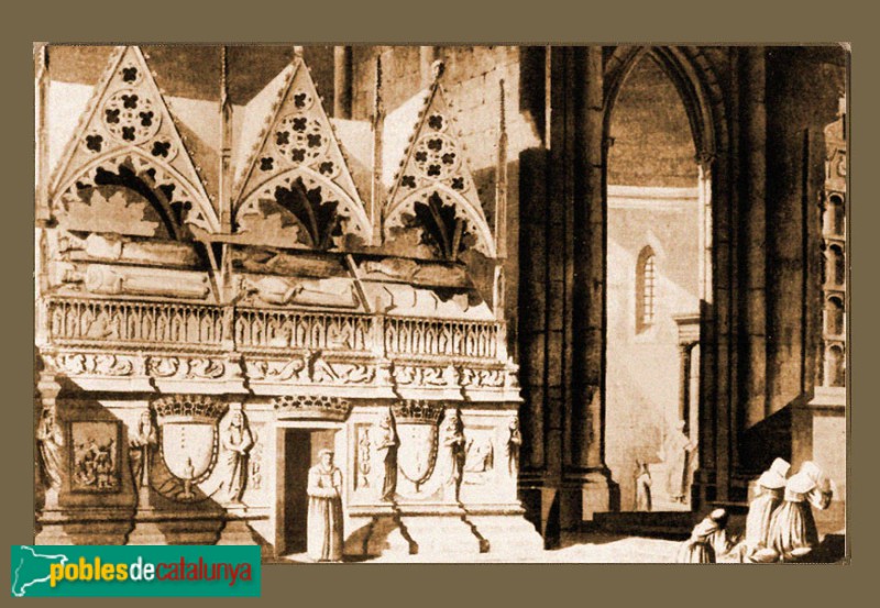 Monestir de Poblet - Sepulcres reials (Gravat d'Alexandre de Laborde, 1806)