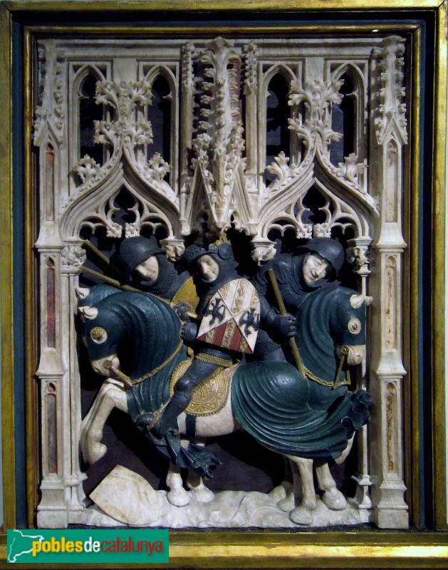 Monestir de Poblet - Sepulcres reials. Relleu amb la cerimònia de córrer les armes, atribuït a Pere Joan. Museu del Llouvre, París