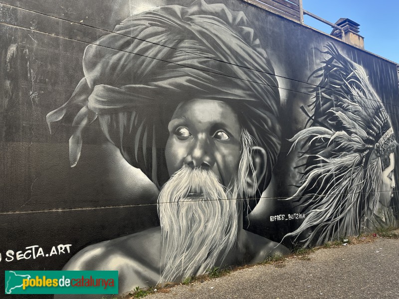 Girona - Mural de l'indi i l'hindú