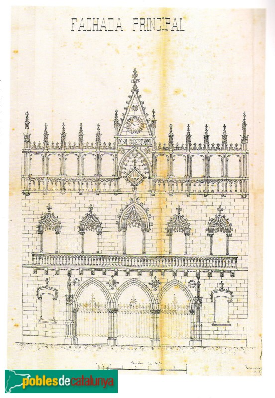 Terrassa - Ajuntament. Plànol de Lluís Muncunill, 1900